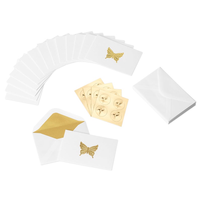 Papyrus Blank Cards with Envelopes, Gold Butterfly (16-Count) - Image 2