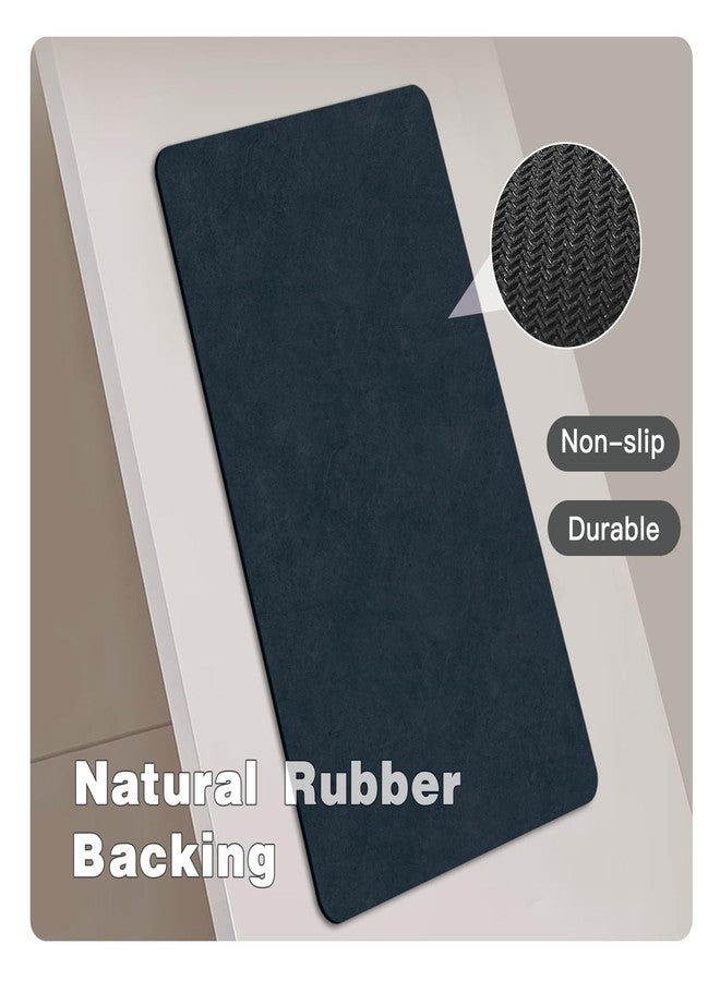 TYUU Bathroom Mat Quick Dry, Bathroom Rugs Non Slip Washable Thin Absorbent Bath Mat Fits Under Door Bathroom Floor Mat Perfect for Bath, Shower, or Sink 16"x24" Navy Blue - Image 4