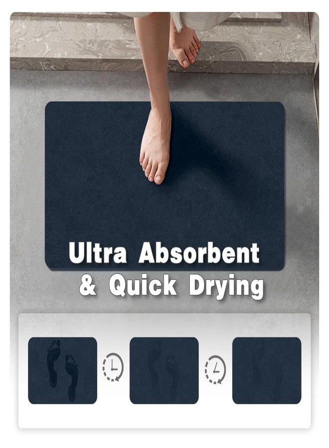 TYUU Bathroom Mat Quick Dry, Bathroom Rugs Non Slip Washable Thin Absorbent Bath Mat Fits Under Door Bathroom Floor Mat Perfect for Bath, Shower, or Sink 16"x24" Navy Blue - Image 3