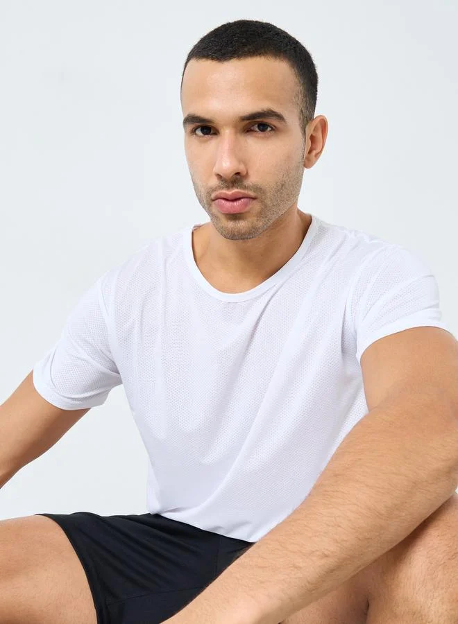 Styli Regular Fit Textured Crew Neck Athleisure T-Shirt