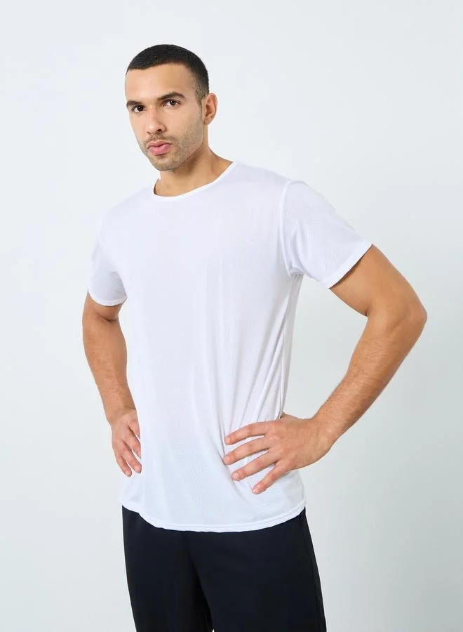 ستايلي اكتيف تيشيرت بقصة عادية وياقة دائرية