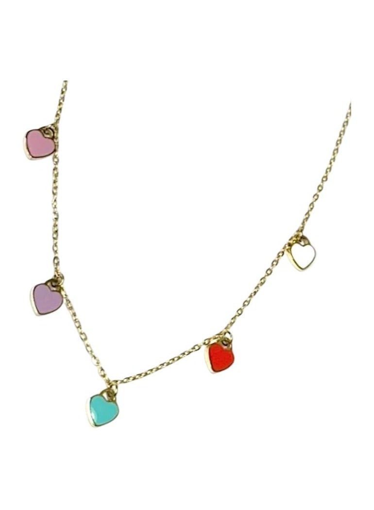 بونكا قلادة نسائية انيقة بتصميم عصري مع دلاية متنوعة من بونكا سلسلة على شكل قلوب ملونة - Image 1