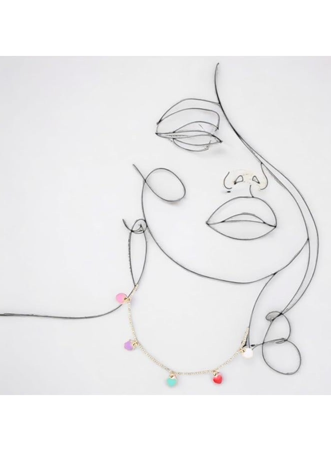 بونكا قلادة نسائية انيقة بتصميم عصري مع دلاية متنوعة من بونكا سلسلة على شكل قلوب ملونة - Image 4