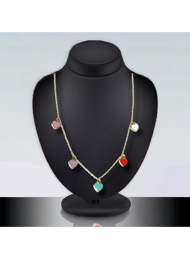 بونكا قلادة نسائية انيقة بتصميم عصري مع دلاية متنوعة من بونكا سلسلة على شكل قلوب ملونة - Image 5