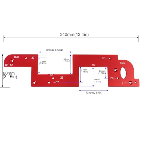 KETIPED Invisible Embedded Handle Slotting Template, U-Shaped Groove Positioning Templates for No Handle Wardrobe, Cabinet Door with 26 and 37 Hole Spacing Depth, R20/R25 Corner Radius Template - Image 2
