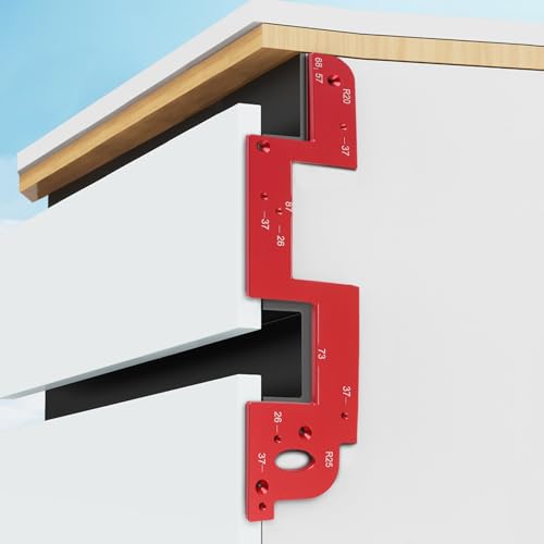 KETIPED Invisible Embedded Handle Slotting Template, U-Shaped Groove Positioning Templates for No Handle Wardrobe, Cabinet Door with 26 and 37 Hole Spacing Depth, R20/R25 Corner Radius Template - Image 1