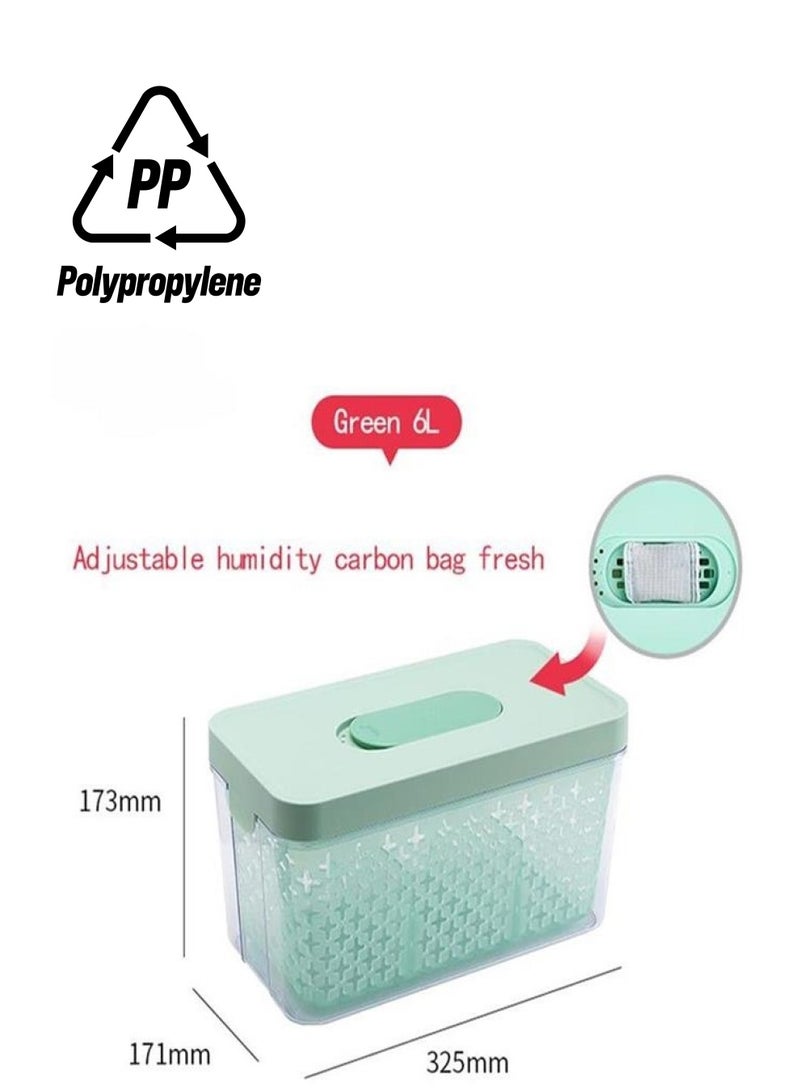 Green 6-liter refrigerator fruit and vegetable preservation box - Image 1