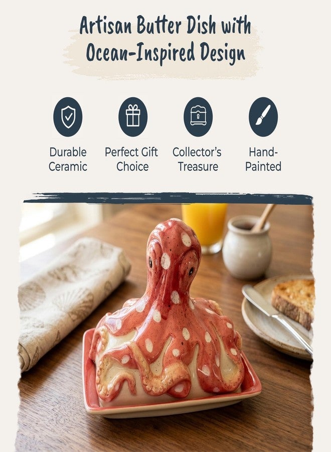 Blue Sky Ceramic Octopus Butter Dish - Image 4