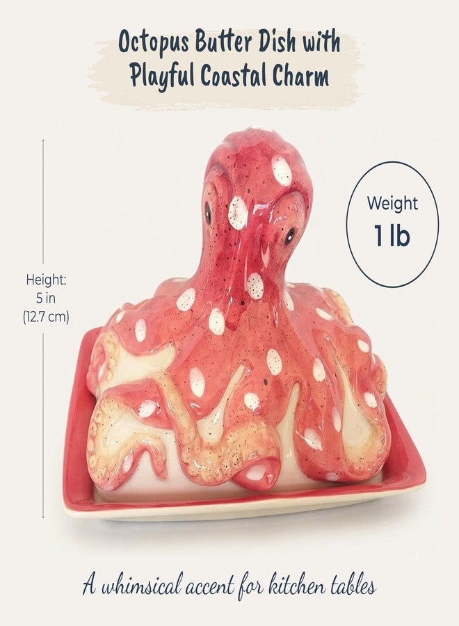 Blue Sky Ceramic Octopus Butter Dish - Image 3