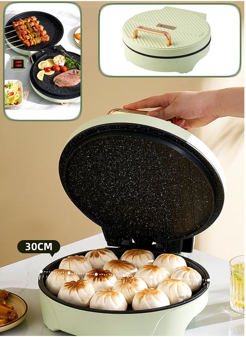 Multifunctional electric baking pan double-sided heating deepening home scrubber machine fully automatic pancake pan green
