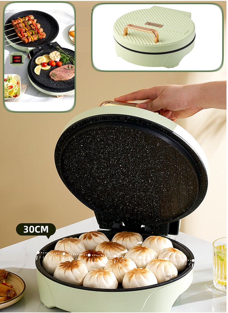 Generic Multifunctional electric baking pan double-sided heating deepening home scrubber machine fully automatic pancake pan green  - Image 1