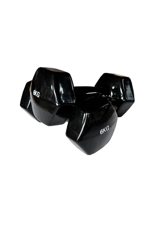 فينيل دمبلز فينيل زوجي من 1 كجم إلى 10 كجم مطلي فينيل مانع للانزلاق أوزان يد من الحديد الزهر لتمارين القوة والجيم المنزلي واليوغا والأيروبيك تمارين الذراع والكتف للجسم بالكامل للرجال والنساء(6كيلوجرام) - Image 1