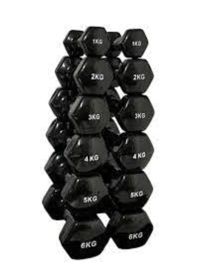 فينيل دمبلز فينيل زوجي من 1 كجم إلى 10 كجم مطلي فينيل مانع للانزلاق أوزان يد من الحديد الزهر لتمارين القوة والجيم المنزلي واليوغا والأيروبيك تمارين الذراع والكتف للجسم بالكامل للرجال والنساء(6كيلوجرام) - Image 2