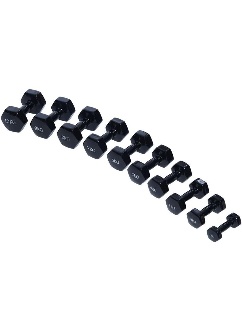 فينيل دمبلز فينيل زوجي من 1 كجم إلى 10 كجم مطلي فينيل مانع للانزلاق أوزان يد من الحديد الزهر لتمارين القوة والجيم المنزلي واليوغا والأيروبيك تمارين الذراع والكتف للجسم بالكامل للرجال والنساء(6كيلوجرام) - Image 4