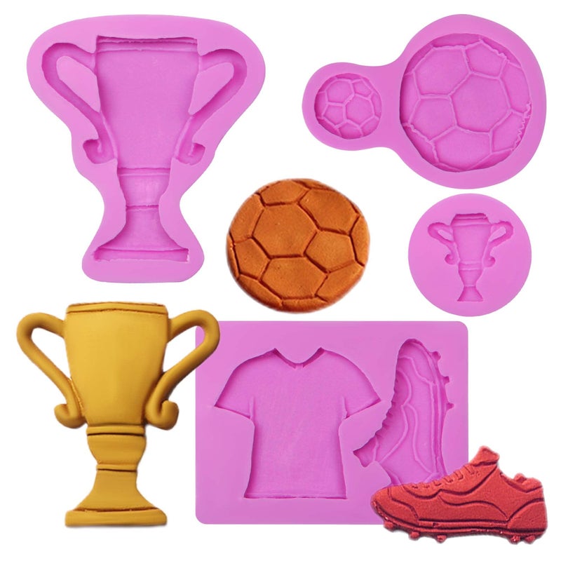 acvcatto Football Silicone Fondant Molds  4 Packs  Soccer Ball Sneaker Chocolate Molds for Boys Birthday Cake Decoration  Cupcake Toppers  Candy  Resin Clay - Image 1