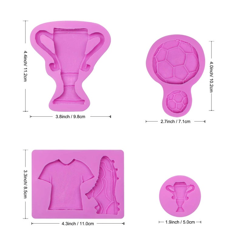 acvcatto Football Silicone Fondant Molds  4 Packs  Soccer Ball Sneaker Chocolate Molds for Boys Birthday Cake Decoration  Cupcake Toppers  Candy  Resin Clay - Image 2