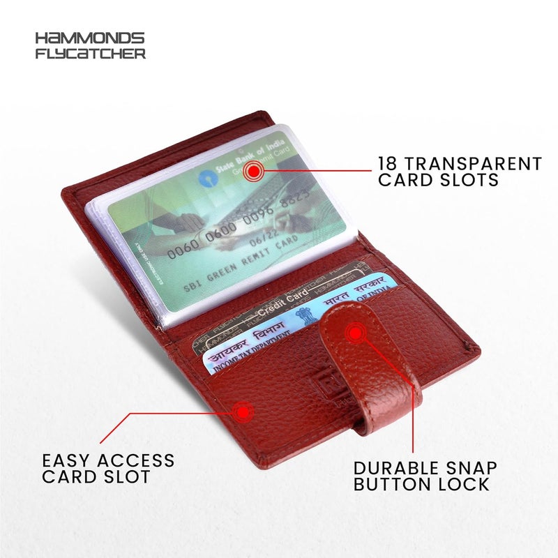 HAMMONDS FLYCATCHER Genuine Leather Card Holder Wallet for Man & Women, RFID Protected ATM/Credit Card Holder Wallet for Men with 18 Slots, Gift for Men, Father, Husband, Boyfriend - Brown - Image 2