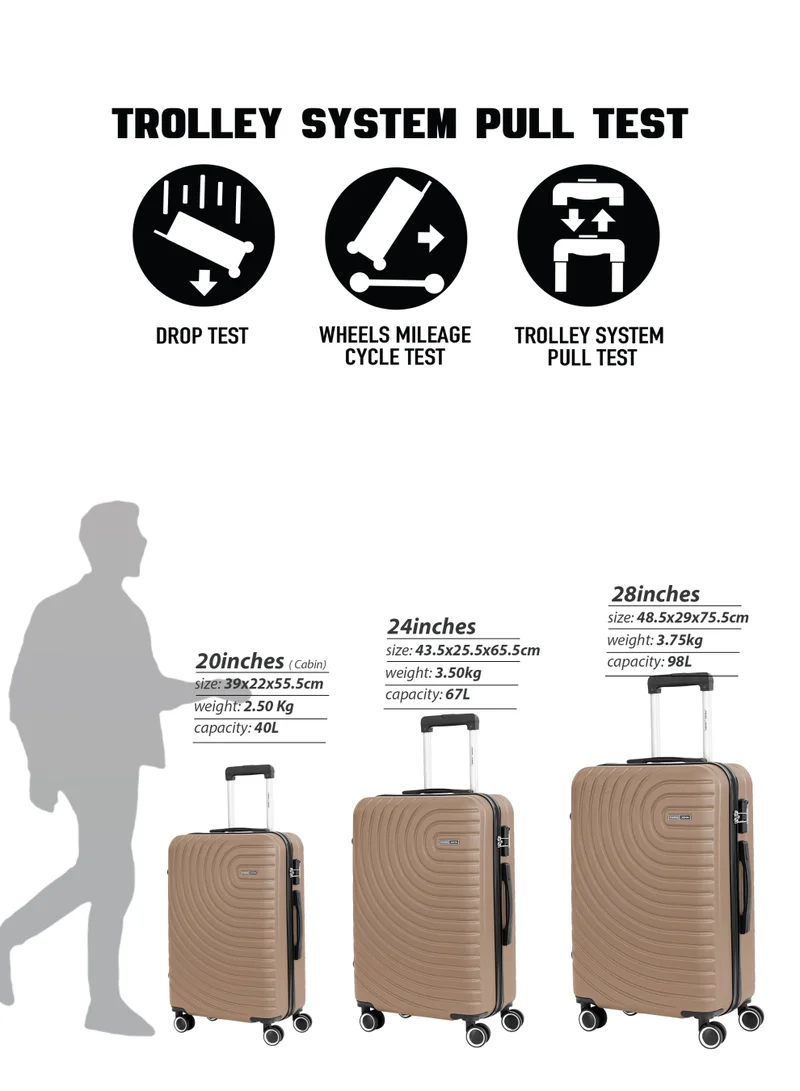 Parajohn Gold Medium 24-Inch ABS  Lightweight Hardshell Luggage Trolley | carrying 3kg 4-Wheel Spinner Suitcase cream  | Best Price UAE