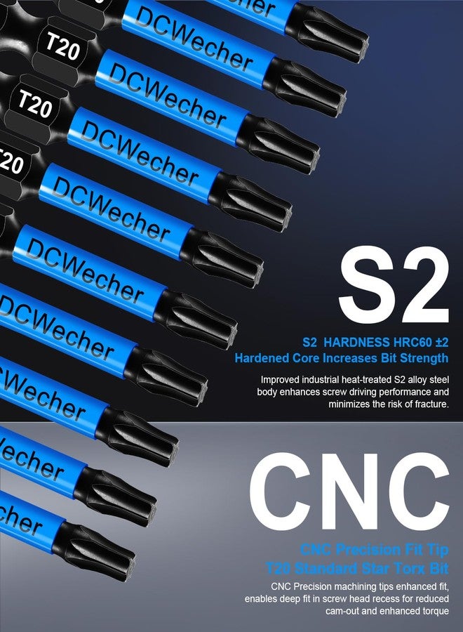 DCWecher 10-Pack T20 Torx Bit 2 Inch, Professional-Grade T 20 Torx Screwdriver Bits for Impact Driver, Magnetic Star Design, S2 Alloy Steel with 1/4'' Hex Shank & CNC - Machined Tips - Image 3