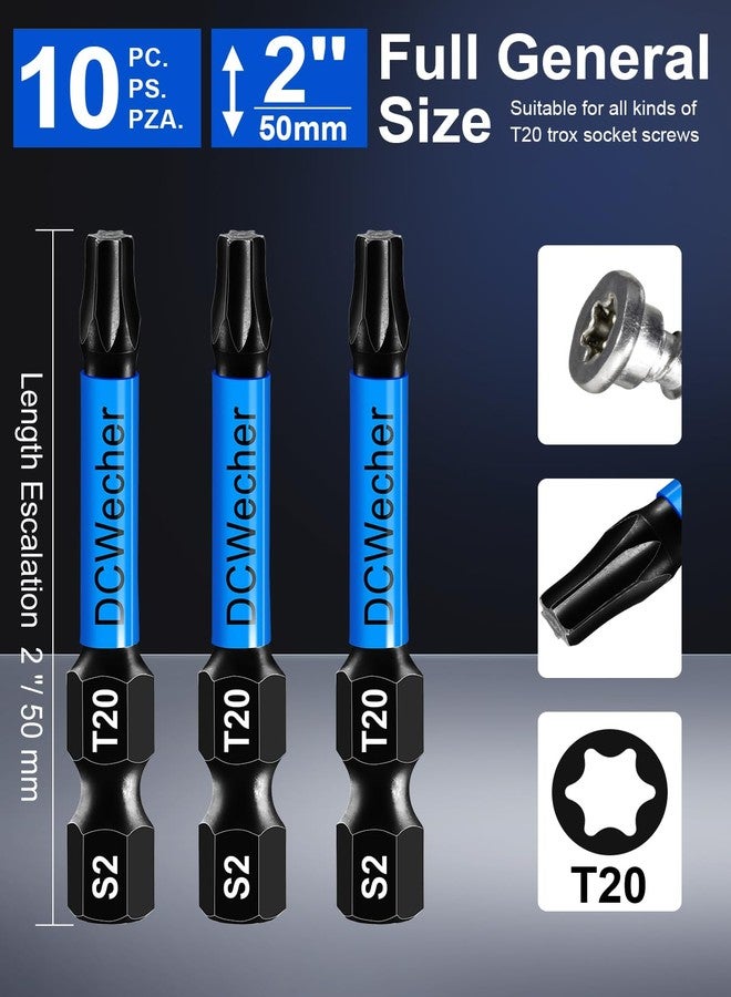 DCWecher 10-Pack T20 Torx Bit 2 Inch, Professional-Grade T 20 Torx Screwdriver Bits for Impact Driver, Magnetic Star Design, S2 Alloy Steel with 1/4'' Hex Shank & CNC - Machined Tips - Image 5