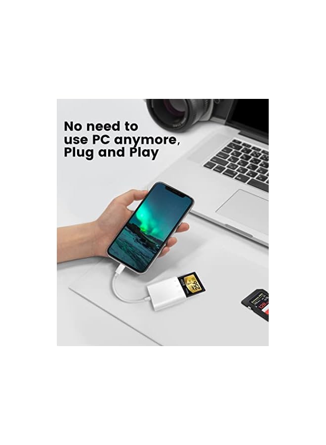Zaboon Card Reader for iPhone iPad,Oyuiasle Trail Game Camera SD Card Reader Viewer,Memory Card Reader Adapter with SD & MicroSD Card Slots,Plug and Play - Image 3
