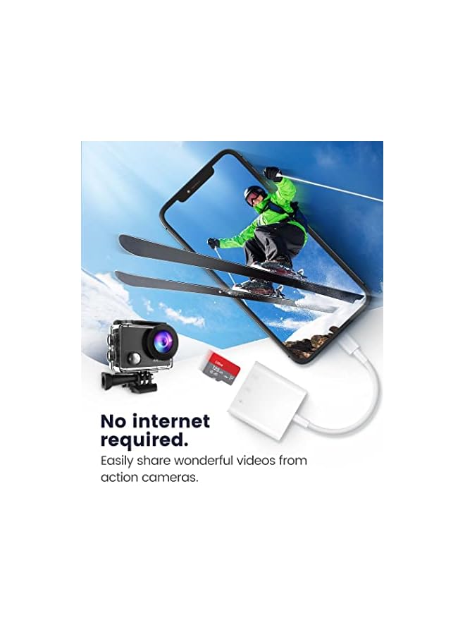 Zaboon Card Reader for iPhone iPad,Oyuiasle Trail Game Camera SD Card Reader Viewer,Memory Card Reader Adapter with SD & MicroSD Card Slots,Plug and Play - Image 4