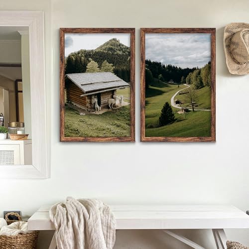 Fisnish 11x17 Picture Frame Brown, Classic Poster Frame for Horizontal or Vertical Wall Mounting, 1 Pack - Image 2