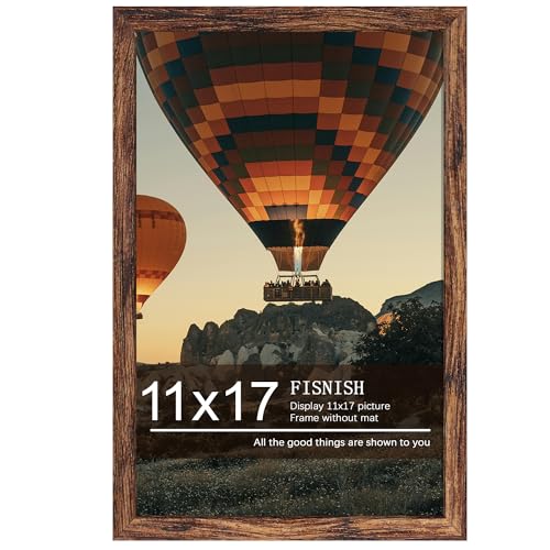 Fisnish 11x17 Picture Frame Brown, Classic Poster Frame for Horizontal or Vertical Wall Mounting, 1 Pack - Image 1