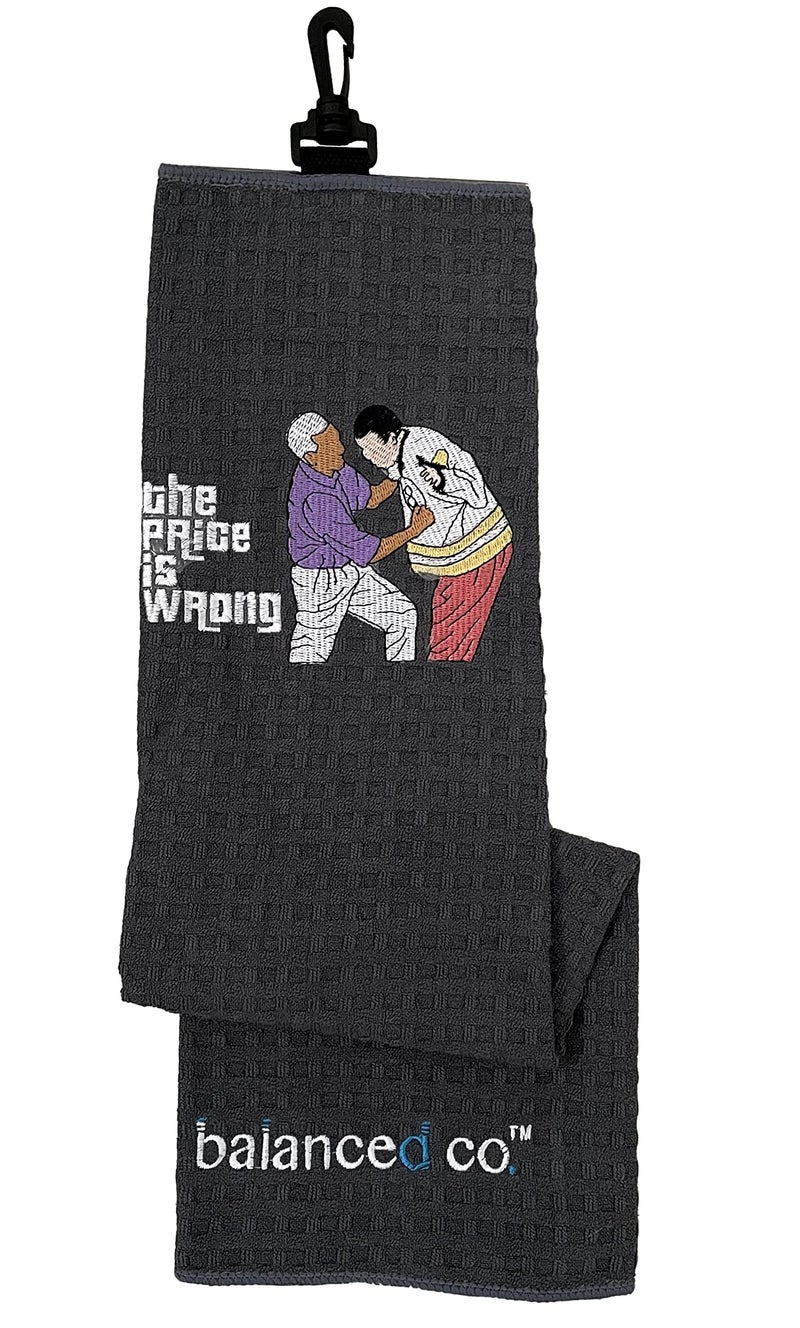 Balanced Co Funny Golf Towel Gray Price is Wrong