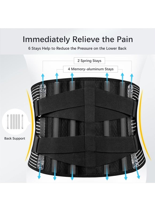 FREETOO Back Braces for Lower Back Pain Relief with 6 Stays, Breathable Back Support Belt for Men/Women for work , Anti-skid lumbar support belt with 16-hole Mesh for sciatica(M) - Image 2