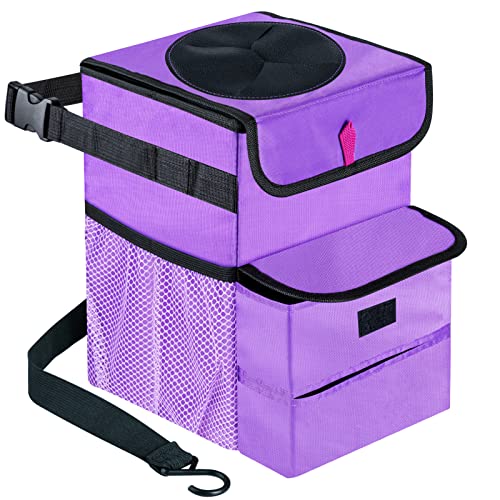 GPUSFAK Car Trash Can Foldable Garbage Bin Leakproof 3 Gallons Purple - Image 1