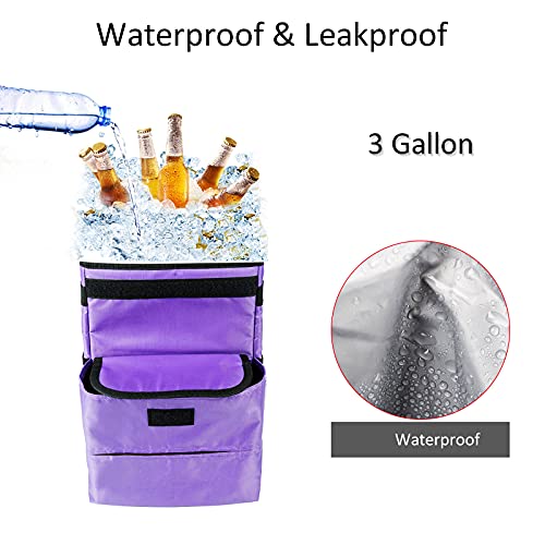 GPUSFAK Car Trash Can Foldable Garbage Bin Leakproof 3 Gallons Purple - Image 4