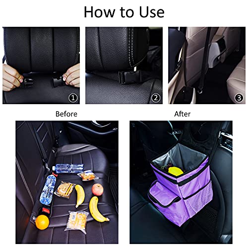 GPUSFAK Car Trash Can Foldable Garbage Bin Leakproof 3 Gallons Purple - Image 5