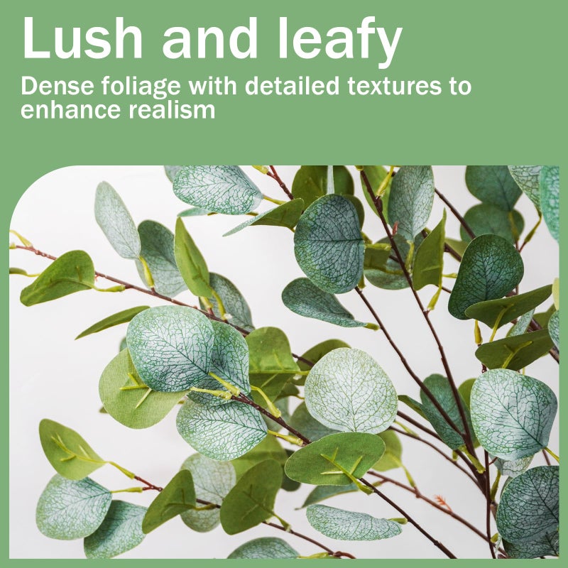 Caxchiling Artificial Eucalyptus Tree 6FT, Faux Tree for Indoor Outdoor, Potted Plants with Planter and Basket, Lifelike Silk Plants with Natural Wood Trunk, Home Office Greenery Decor, 2 Pack - Image 2