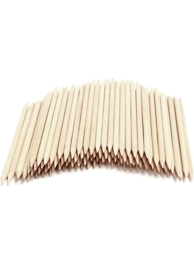 Red Blossom 100-Piece Orange Wood Sticks – Dual-Ended Nail Art & Cuticle Remover Tools | 110mm Manicure Pedicure Sticks with Pointed & Flat Ends  - Image 1