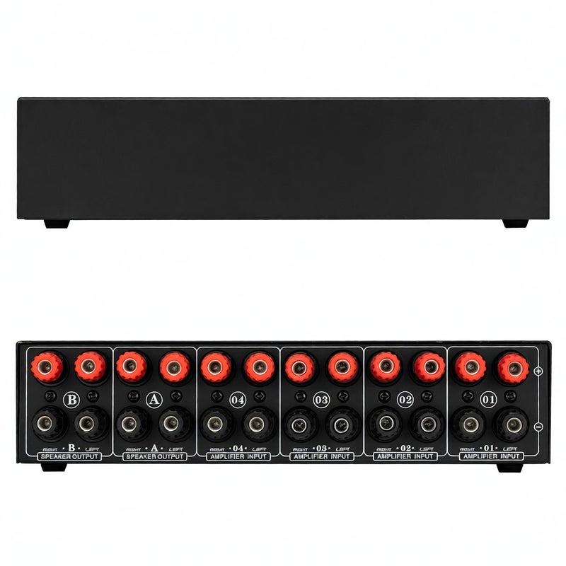 4 In 2 Out Audio Switcher Audio Signal Selector Distributor Splitter Box with Banana Jacks Independent Control Switch for Home Stereo System - Image 4