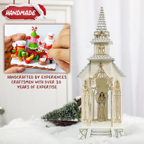 PEATOP 13Inch Christmas Snow Globes Churches Village Angel Musical Christmas Decorations Light Up Snow Globe Lantern 6H Timer Glitter Globe Decor Indoor - Image 2