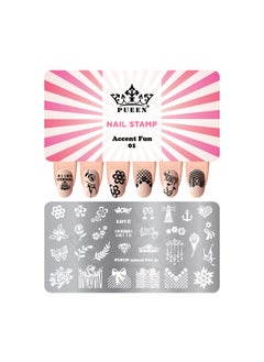 PUEEN PUEEN Nail Art Stamping Plate  Accent Fun 01125x65mm Unique Nailart Polish Stamping Manicure Image Plates Accessories DIY Nails  BH000921 