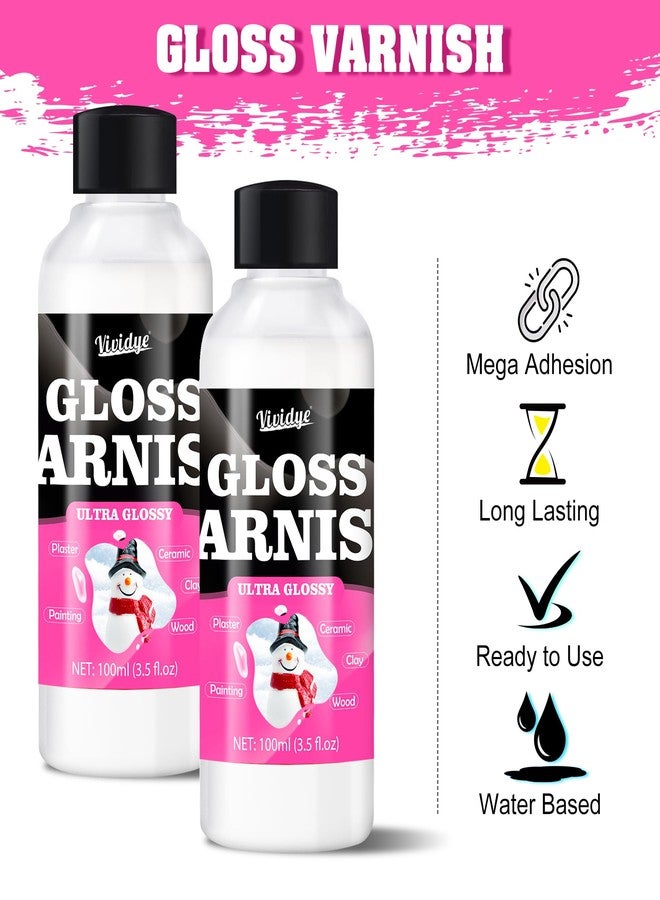 Vividye Air Dry Clay Varnish, 200ml/7oz High Gloss Varnish, Ceramic Glaze, Clear Clay Sealant with Brushes for Craft Pottery, Acrylic Painting, Wood, Prevent Cracking Scratches Wear, Waterproof - Image 2