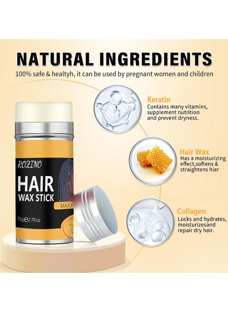 Rozino ROZINO Hair Wax Stick 75g - Keratin-Rich, Moisturizing & Smoothing for All Hair Types, Easy to Use & Portable  - Image 4