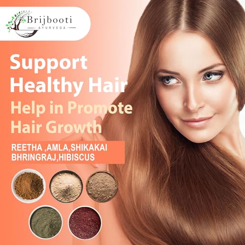 BrijBooti Reetha Amla Shikakai Bhringraj Hibiscus (Powder) for Hair 250 Gm (50 gram Each), natural - Image 4