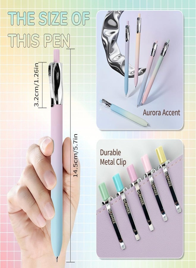 YOXMJDB 5 Pcs Gel Pens, 0.5mm Black Ink Fine Point Quick-Drying Retractable Pens with Metal Clip, Smooth Writing Pens for School & Office, Journaling & Note Taking (5 Pcs Z4 Aurora) - Image 2