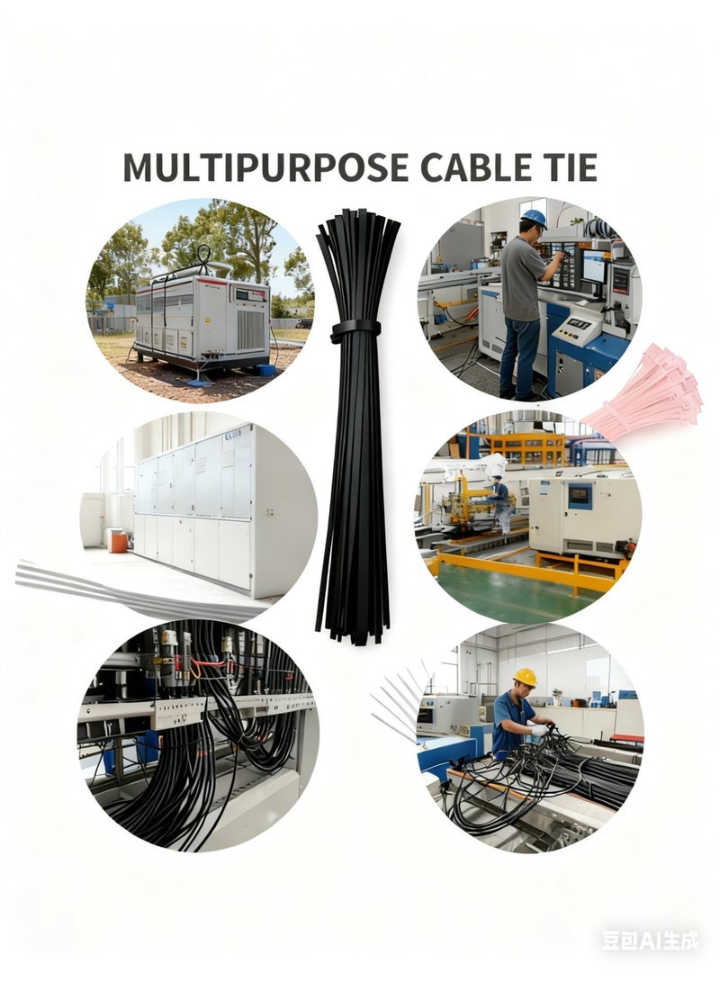 100 قطعة شرائط كابل نايلون عالية الدقة - ذات الأمان الذاتي ومقاومة للأشعة فوق البنفسجية والحرارة - متعددة الاستخدامات لبناء، تصليح السيارات، إدارة الكابلات، إلكتريكية، حديقة والمكتب - Image 3