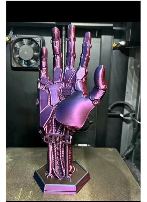Cyberpunk Manipulator Handle Bracket 2077 Johnny Silver Hand Surrounding XBOX PS4/5 Handle Round Bottom Ornaments-Color:Black Purple-Specifications:Right Hand Round Bottom