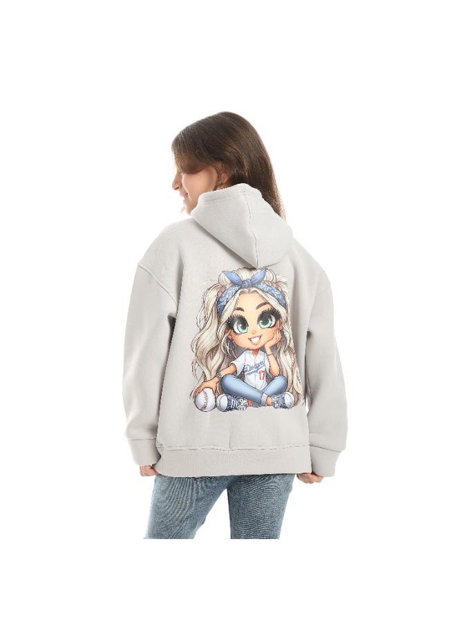 سيزار هودي بناتي ميلتون شتوي مزود بطباعات علي الصدر والضهر - Image 3