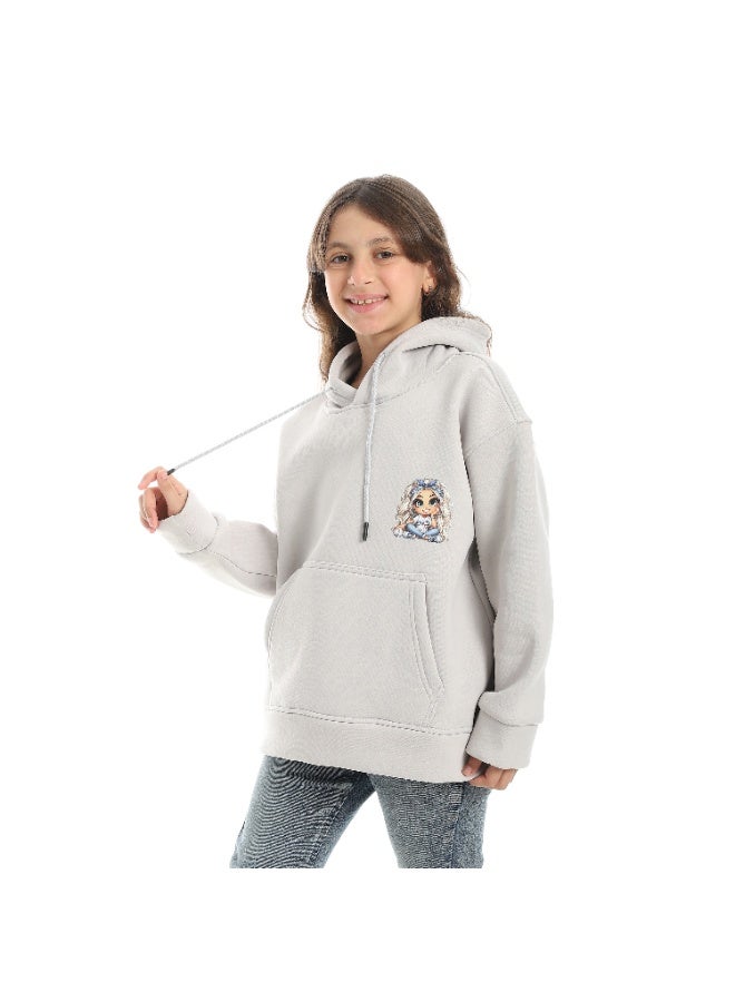 سيزار هودي بناتي ميلتون شتوي مزود بطباعات علي الصدر والضهر - Image 2