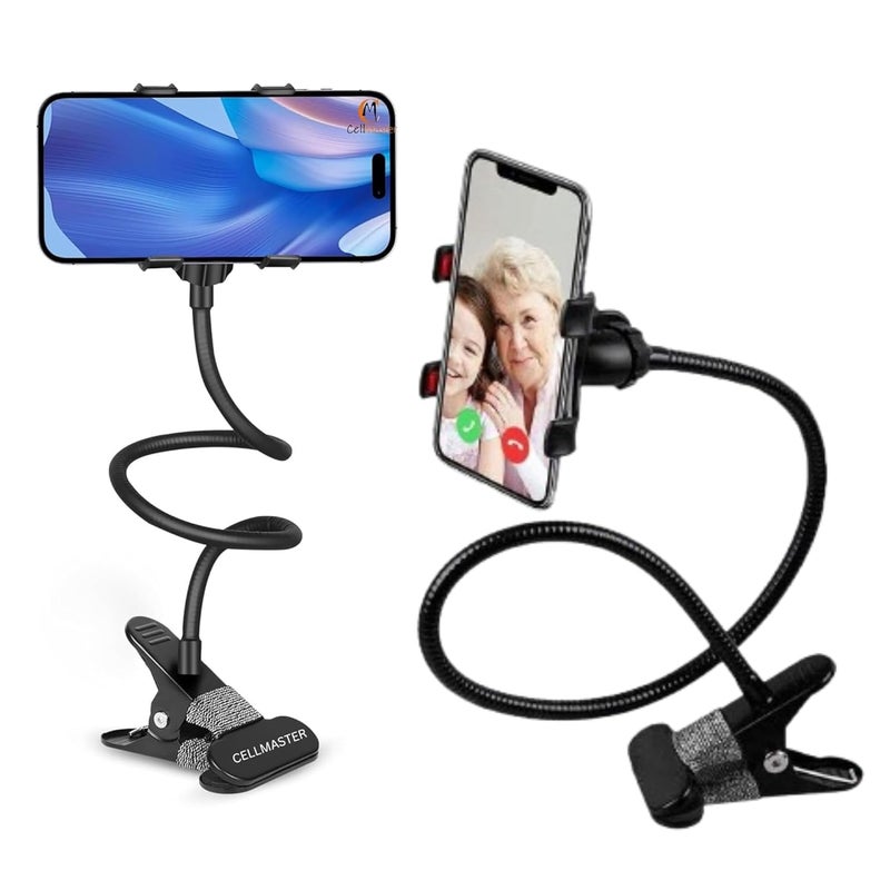 CELLMASTER Metal 360 Degree Flexible Portable Foldable -Lazy Stand Bracket Cell Phone Holder/Gooseneck Long Arm Clip Mobile Stand for Table Mobile Stand for Bed Office - Image 1