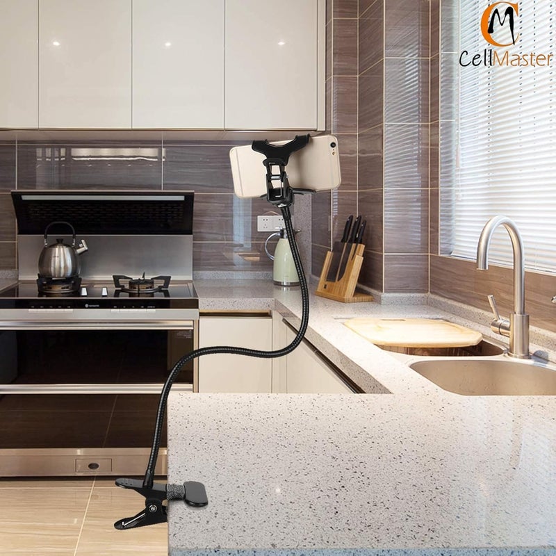 CELLMASTER Metal 360 Degree Flexible Portable Foldable -Lazy Stand Bracket Cell Phone Holder/Gooseneck Long Arm Clip Mobile Stand for Table Mobile Stand for Bed Office - Image 3