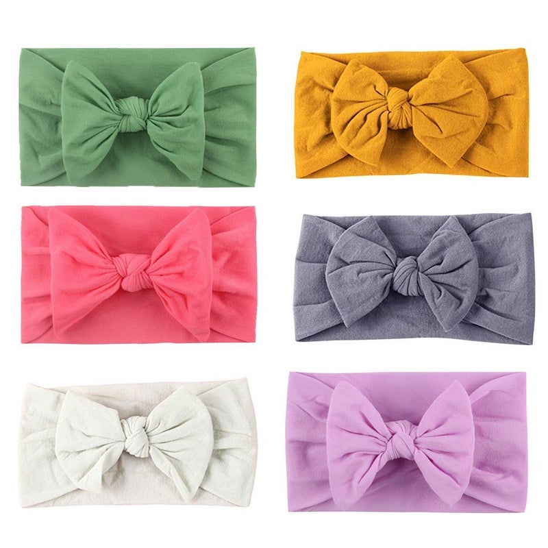 PALAY ® 6pcs Baby Nylon Headbands Turban Knotted Girls Hairband Super Soft and Stretchy Hair Wrap for Newborn Toddle Childrens (multicolor) - Image 1