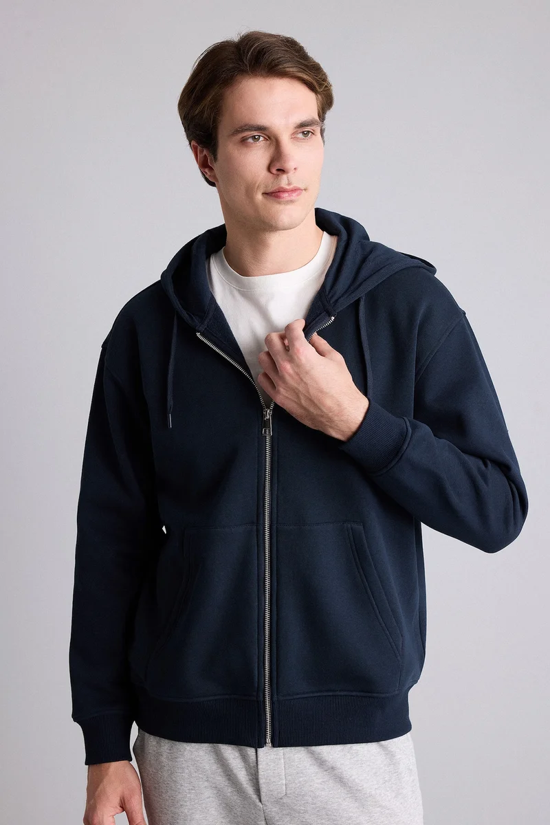 Defacto Relaxed Fit Kangaroo Pocket Zip-Up Hoodie